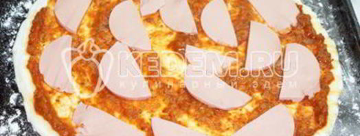 пицца с колбасой и грибами. Шаг 6