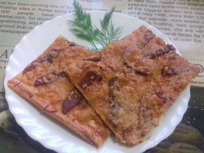 Рецепт пиццы спартанской из слоеного теста