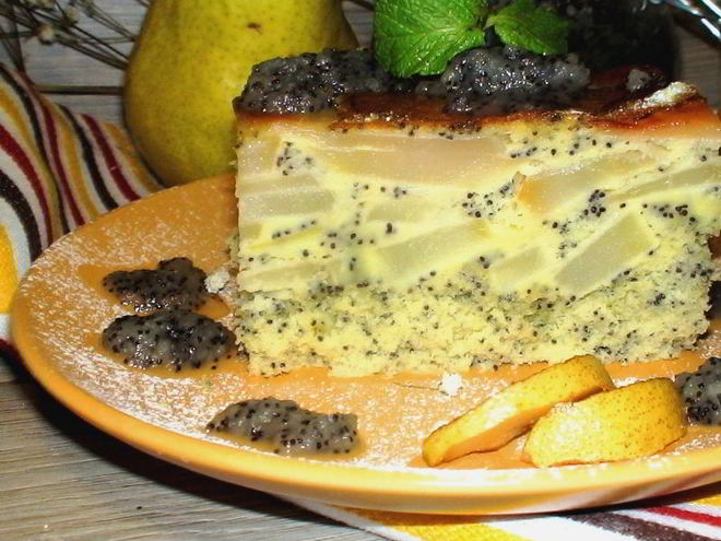 Рецепт маковой — грушевой шарлотки с ванильно-грушевым вареньем