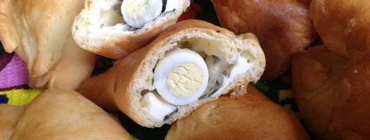 слойки с щавелем, сыром и яйцом. Шаг 17