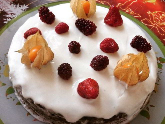 Рецепт торта из черемуховой муки со сметанным кремом