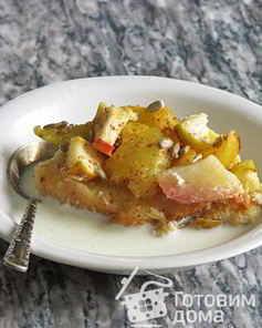 Булочная запеканка с яблоками