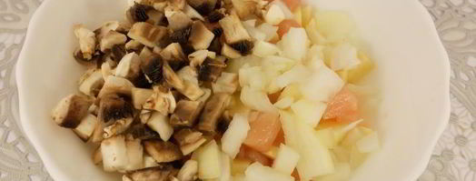 картофельная запеканка с курицей, грибами и сыром в микроволновке. Шаг 2