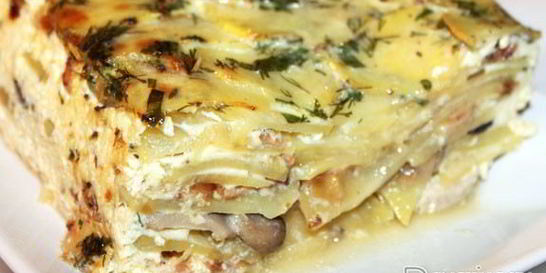 Картофельная запеканка с курицей и беконом