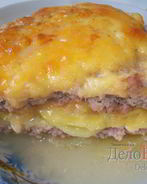 Картофельная запеканка с мясным фаршем и твердым сыром