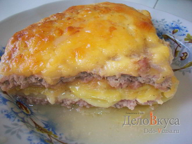 Рецепт картофельной запеканки с мясным фаршем и твердым сыром