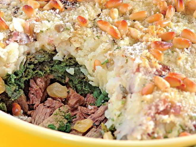 Рецепт картофельной запеканки с мясом и шпинатом