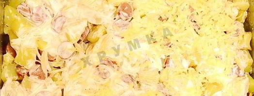 картофельная запеканка с сосисками и сыром в духовке. Шаг 7