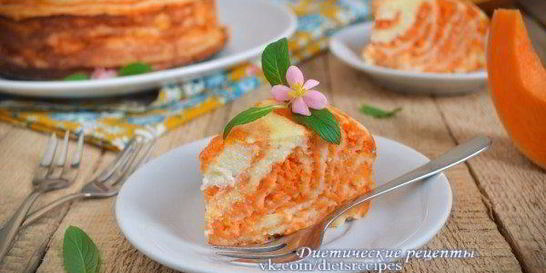 Мраморная запеканка с тыквой и творогом