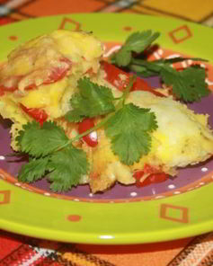 Овощная запеканка с цветной капустой, сладким перцем и помидорами