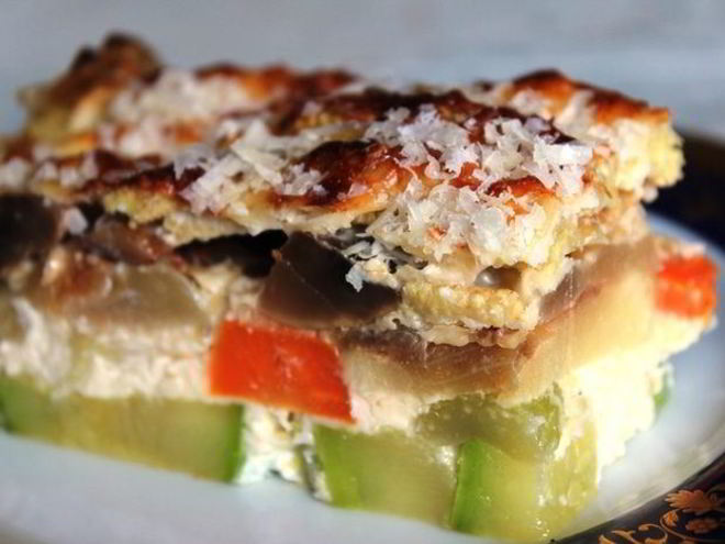 Рецепт соте-запеканки из овощей с грибами