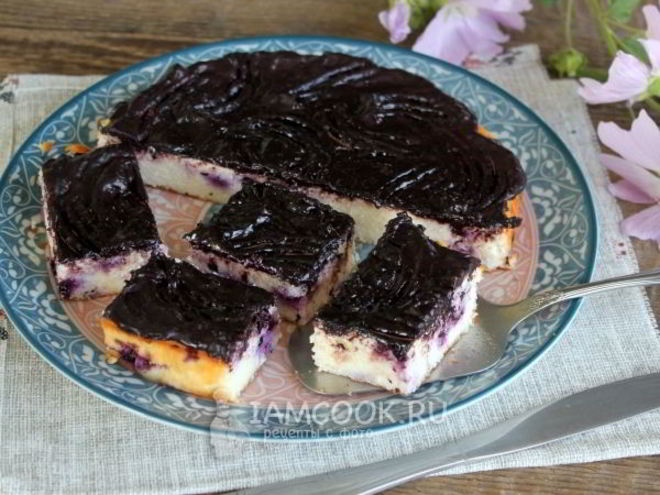 Рецепт творожной запеканки с черникой