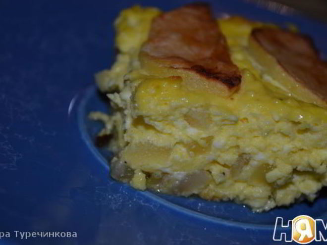 Рецепт творожной запеканки с яблоком и бананом