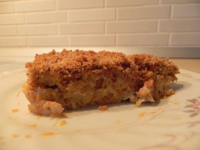 Рецепт тыквенно-банановой запеканка под ореховой крошкой