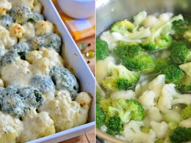 Рецепт запеканки из брокколи и цветной капусты