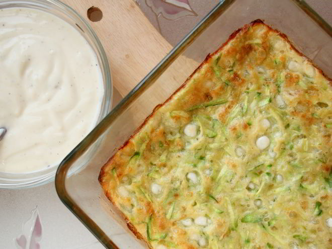 Рецепт запеканки из кабачка с зерненым творогом