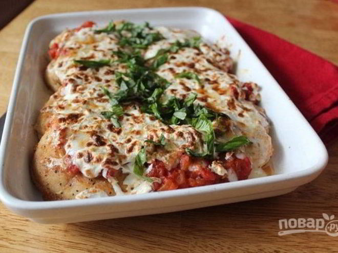 Рецепт запеканки из куриного филе с моцареллой