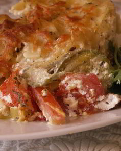 Запеканка из макарон с цукини и моцареллой