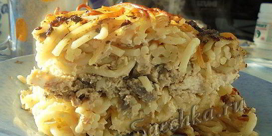 Запеканка из спагетти в духовке