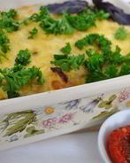 Запеканка из свежей капусты с перловкой и грибами