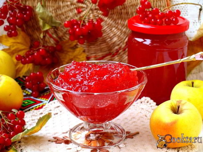 Рецепт джема из яблок и калины