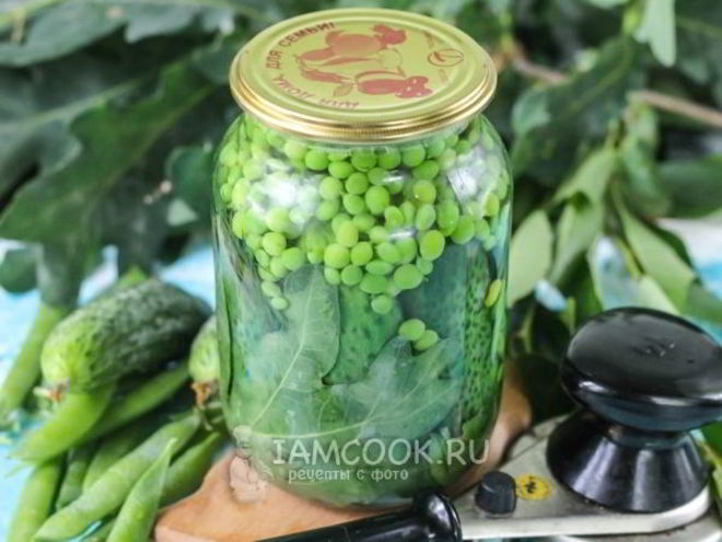 Рецепт консервированных огурцов с зеленым горошком на зиму