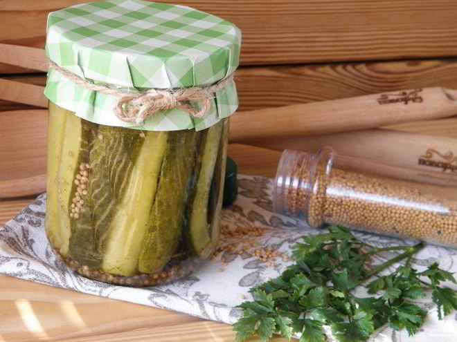 Рецепт огурчиков с горчицей на зиму