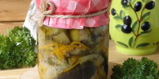 Синенькие с морковкой по-корейски на зиму