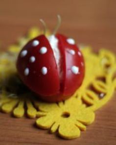 Божьи коровки из помидоров, фаршированные творожком