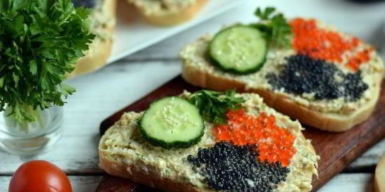 Бутерброды с тунцом и икрой