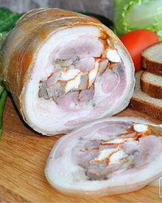 Домашняя ветчина из рульки с курицей