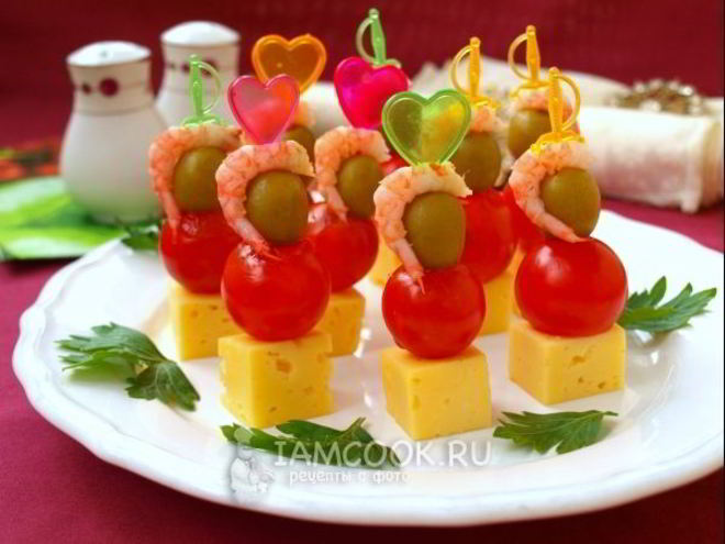 Рецепт канапе с креветками