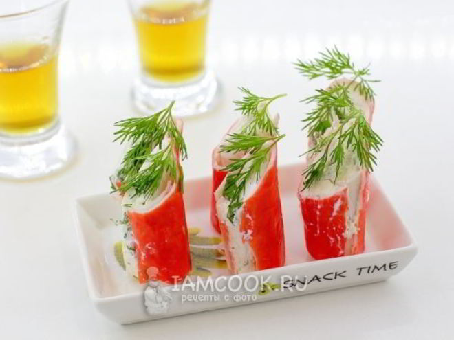 Рецепт крабовых палочек, фаршированных творогом и зеленью