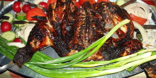 Курица, маринованная в белом вине на решетке