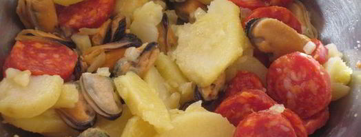 фриттата с картофелем, мидиями и чоризо. Шаг 5