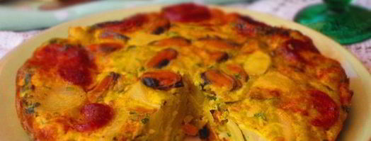 фриттата с картофелем, мидиями и чоризо. Шаг 8