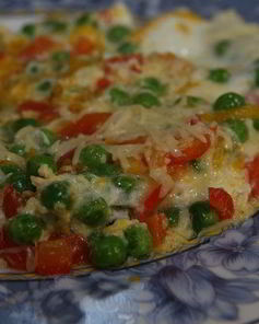 Фриттата с тыквой, зеленым горошком и сладким перцем