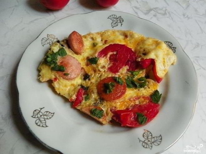 Рецепт омлета с грибами и помидорами