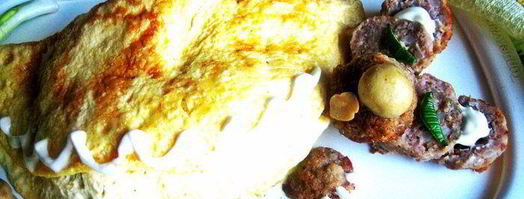 омлет с тефтельками мишка под одеялом. Шаг 20