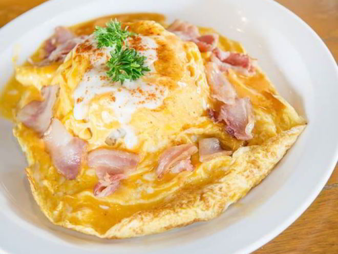 Рецепт омлета с ветчиной и рисом