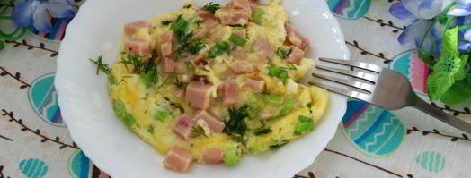 омлет с ветчиной и зеленым луком. Шаг 7