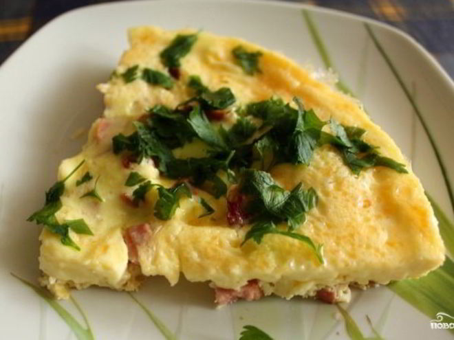 Рецепт омлета с ветчиной