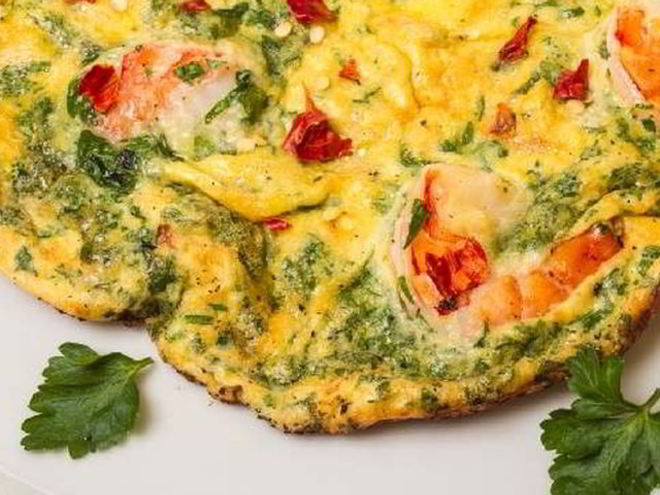 Рецепт омлета с зеленью и крабовым мясом