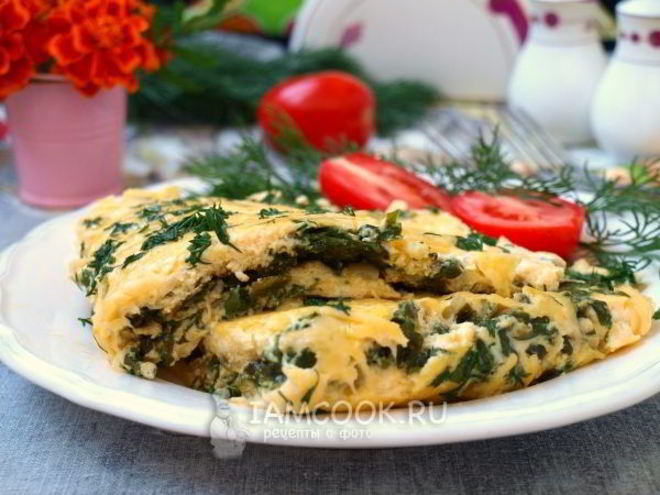 Рецепт омлета со шпинатом и сыром