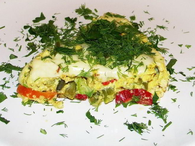 Рецепт сырного омлета со стручковой фасолью