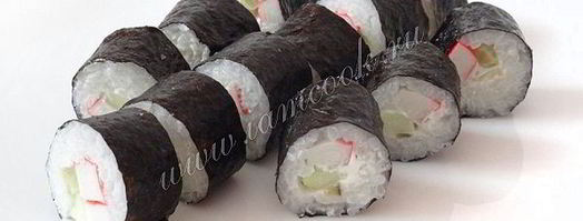 роллы с крабовыми палочками. Шаг 6