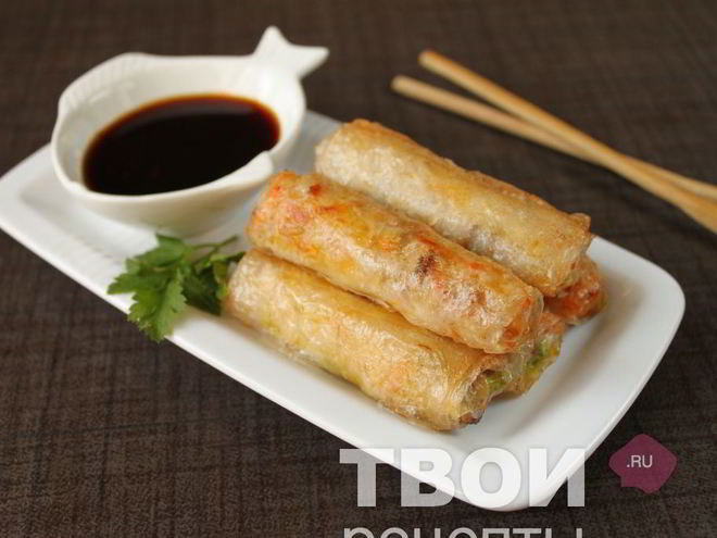 Рецепт спринга-роллов с креветками и свининой