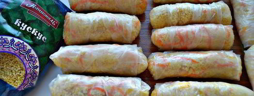 спринг-роллы с кускусом и овощами. Шаг 7