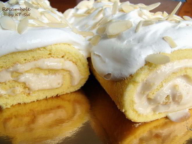 Рецепт бисквитных рулет рокамболи