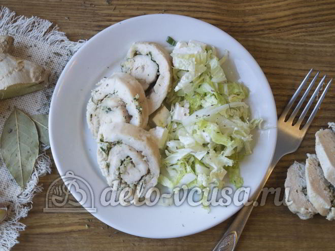 Рецепт куриного рулета с чесноком